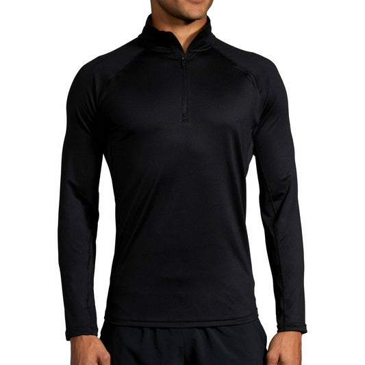 Brooks Dash Half Zip Long Sleeve Mens Running Top - Black - Start Fitness