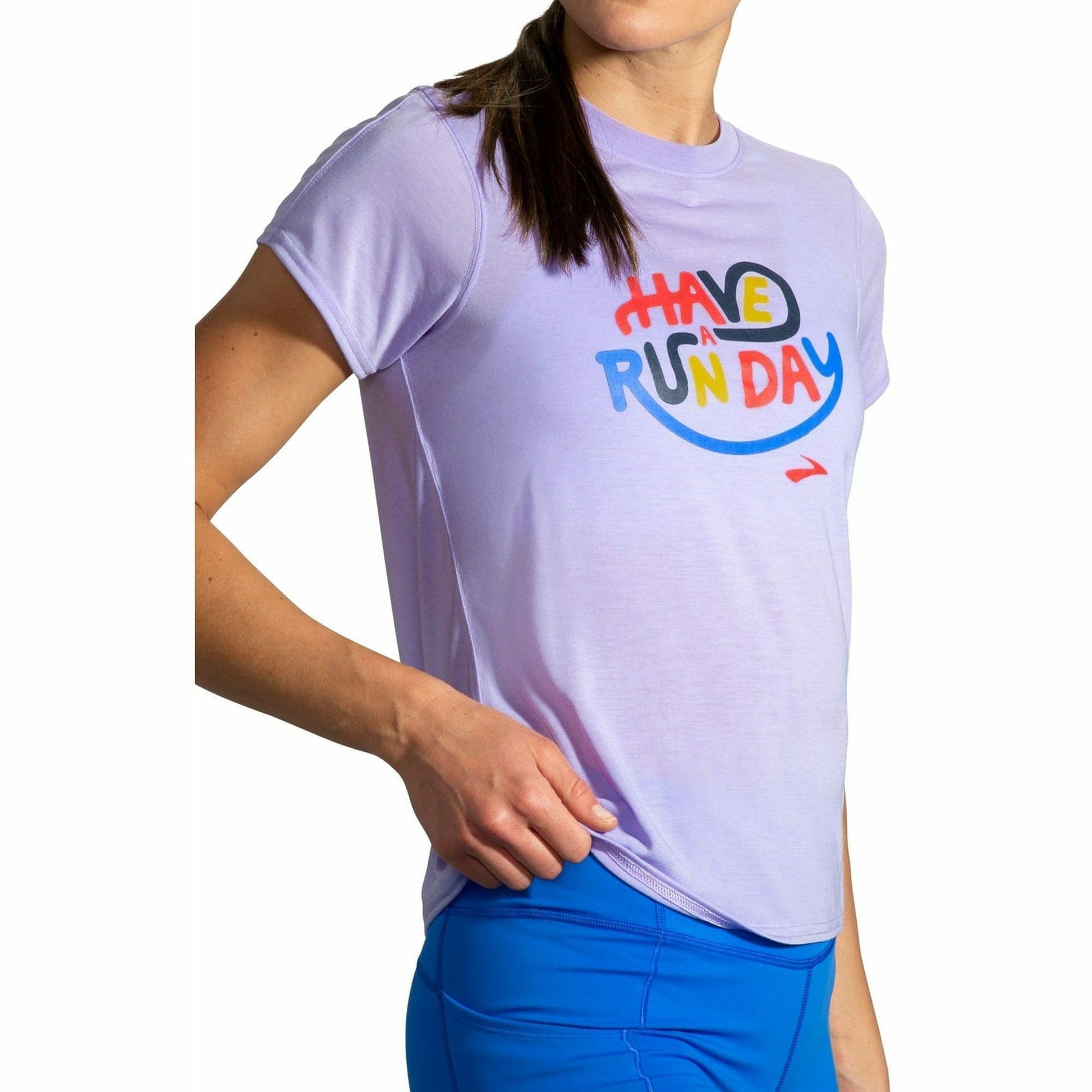 Brooks Distance Graphic Short Sleeve Womens Running Top - Purple - Start Fitness