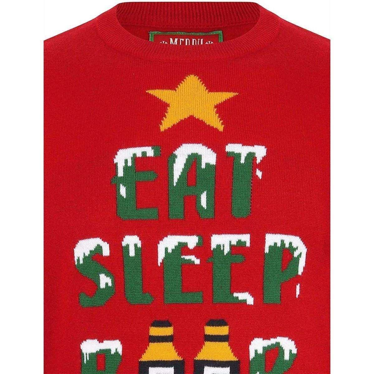Christmas Eat Sleep Beer Repeat Mens Christmas Jumper - Red - Start Fitness