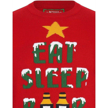 Christmas Eat Sleep Beer Repeat Mens Christmas Jumper - Red - Start Fitness