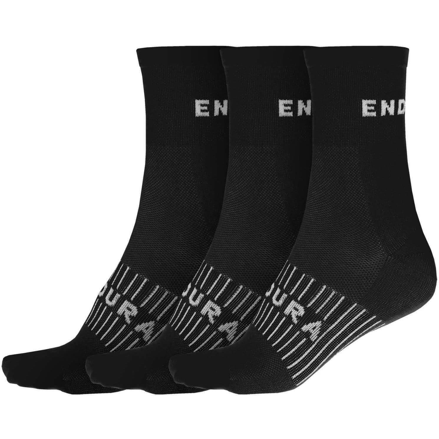 Endura CoolMax Race (3 Pack) Cycling Socks - Black - Start Fitness