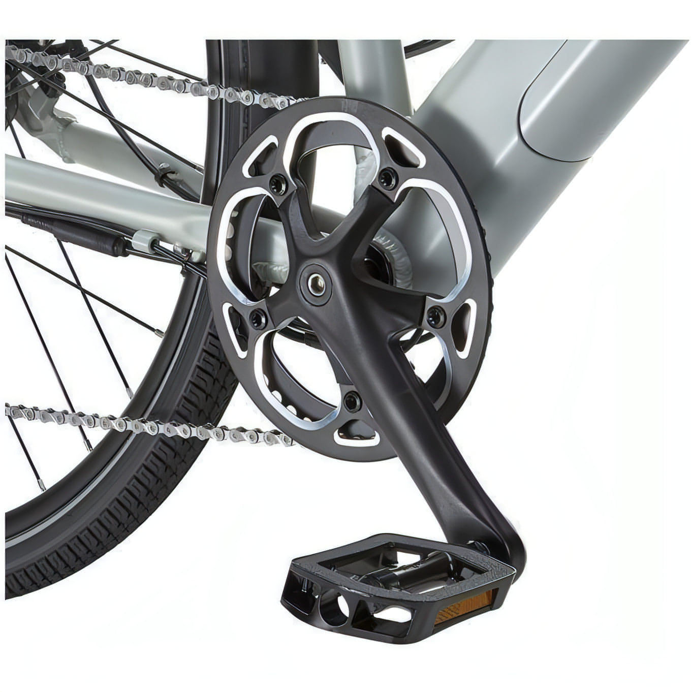 Ezego Commute INT Electric Hybrid Bike - Grey-Yellow - Start Fitness