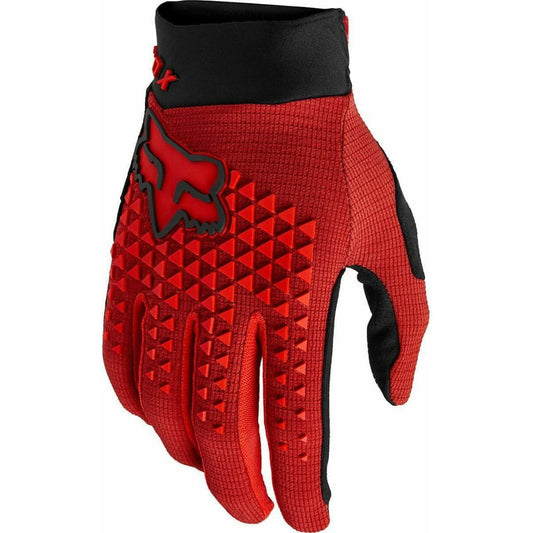 Fox Defend Full Finger Cycling Gloves - Red - Start Fitness