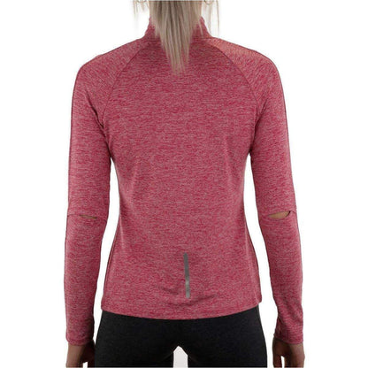 More Mile Train To Run Womens Long Sleeve Funnel Neck Running Top - Pink - Start Fitness