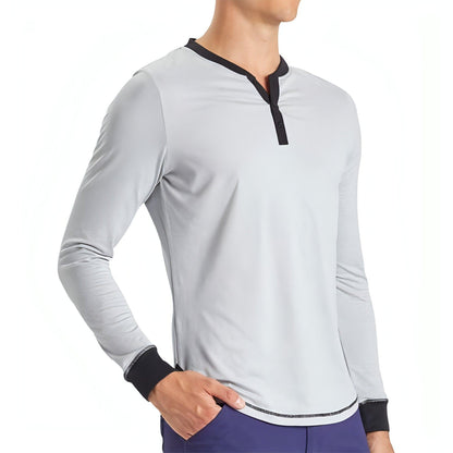 Ohmme Dawn Long Sleeve Mens Yoga Top - Grey - Start Fitness