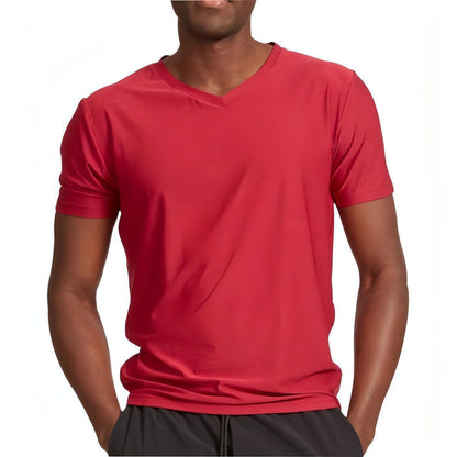 Ohmme Triangulum Short Sleeve Mens Yoga Top - Red - Start Fitness