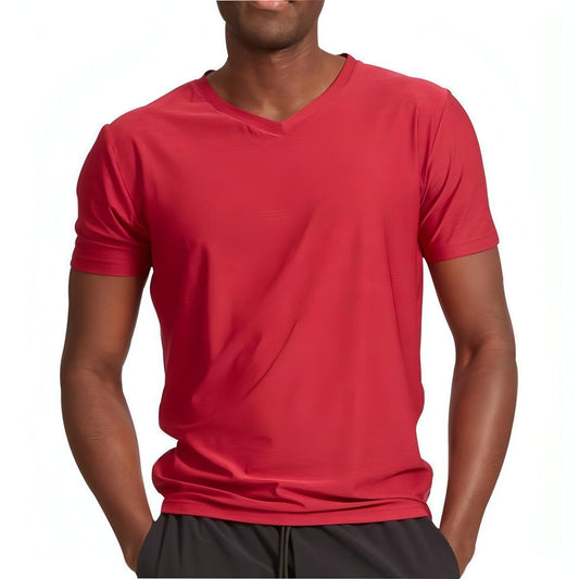 Ohmme Triangulum Short Sleeve Mens Yoga Top - Red - Start Fitness