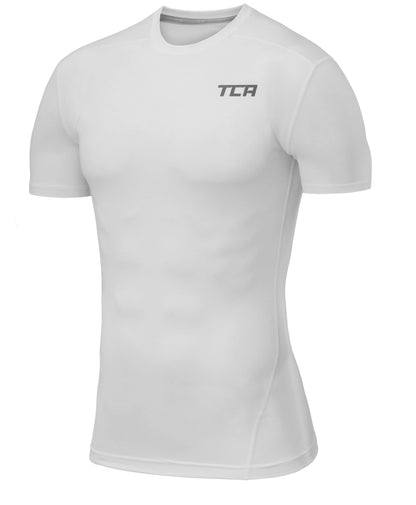 TCA Pro Performance Short Sleeve Mens Compression Top - White