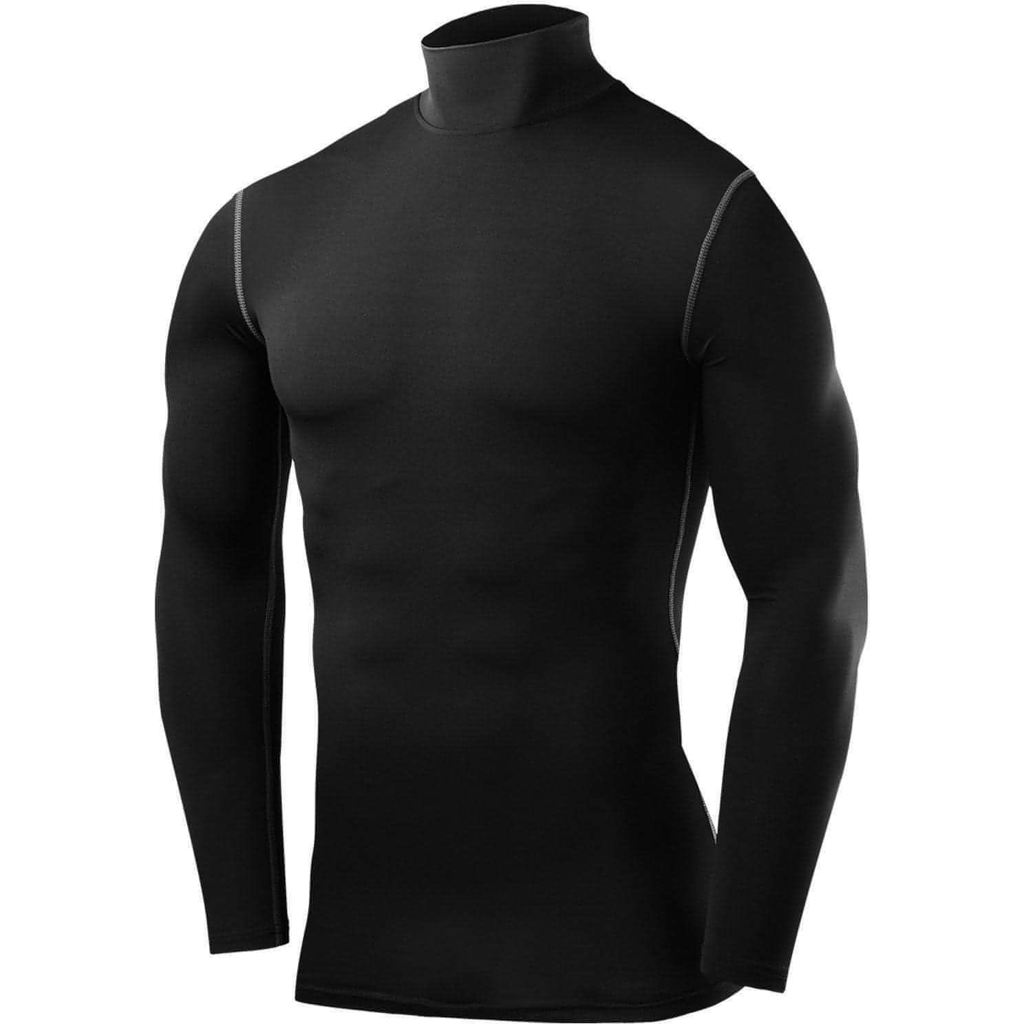 TCA PowerLayer Compression Mens Mock Long Sleeve Running Top - Black - Start Fitness