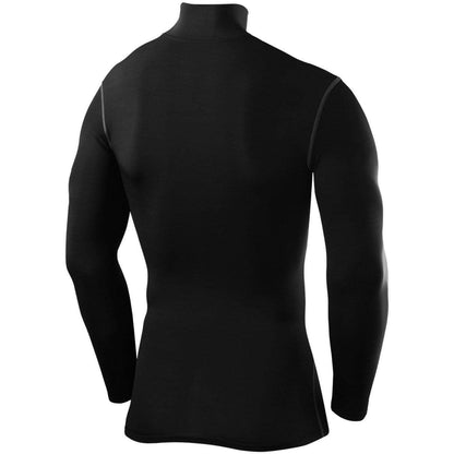 TCA PowerLayer Compression Mens Mock Long Sleeve Running Top - Black - Start Fitness