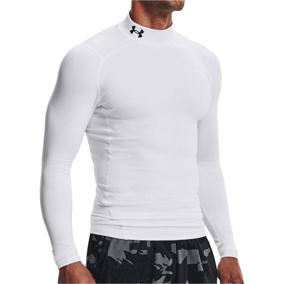 Under Armour ColdGear Compression Mock Long Sleeve Mens Training Top - White - Start Fitness
