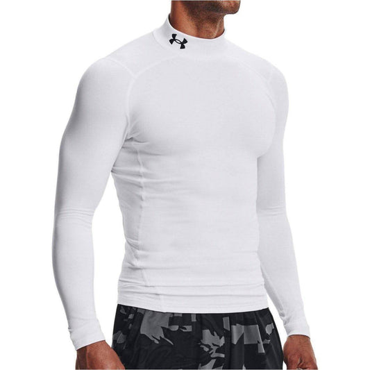 Under Armour ColdGear Compression Mock Long Sleeve Mens Training Top - White - Start Fitness