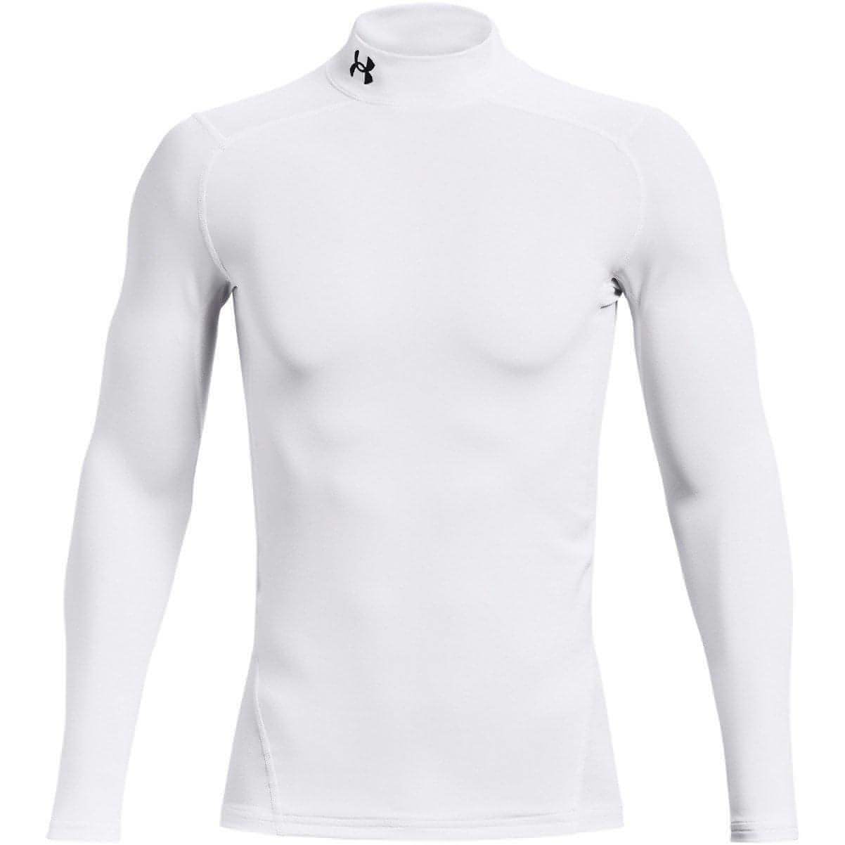 Under Armour ColdGear Compression Mock Long Sleeve Mens Training Top - White - Start Fitness