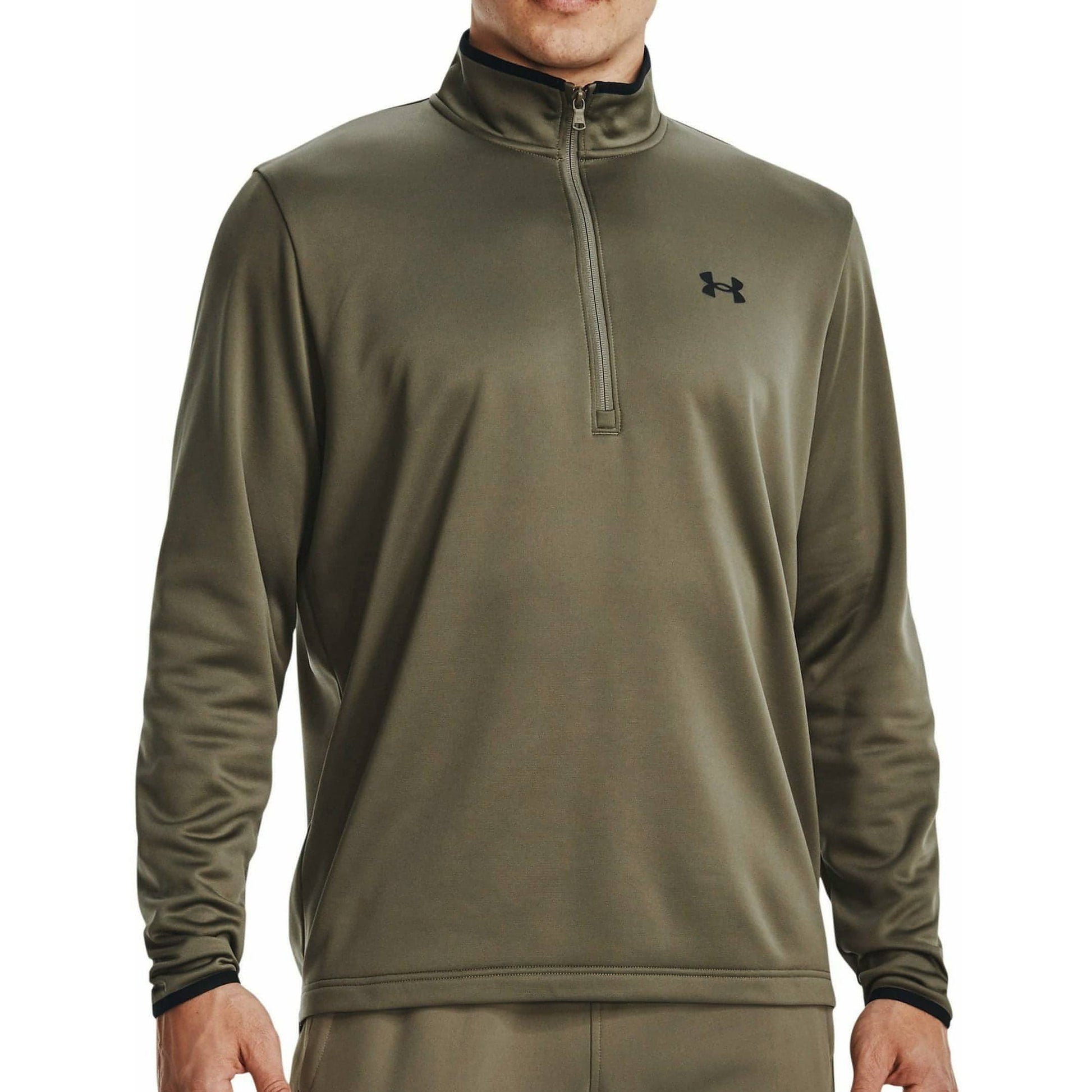 Under Armour Half Zip Fleece Long Sleeve Mens Training Top - Green - Start Fitness