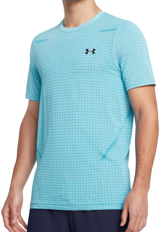 Under Armour Seamless Grid Short Sleeve Mens Training Top - Blue