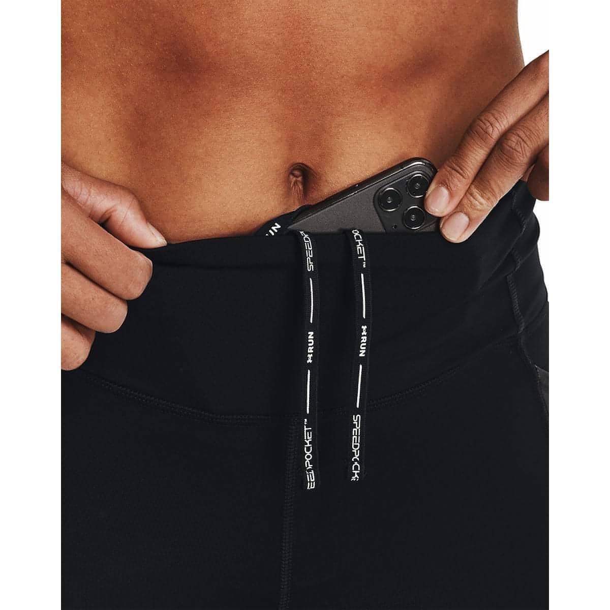 Under Armour SpeedPocket Womens Long Running Tights - Black - Start Fitness