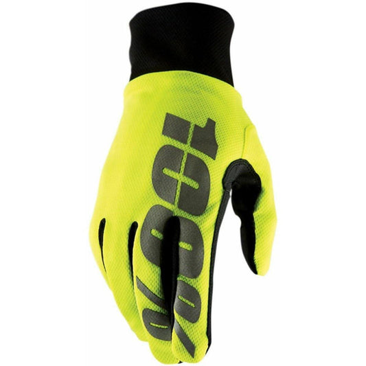 100% Hydromatic Waterproof Full Finger Cycling Gloves - Yellow - Start Fitness