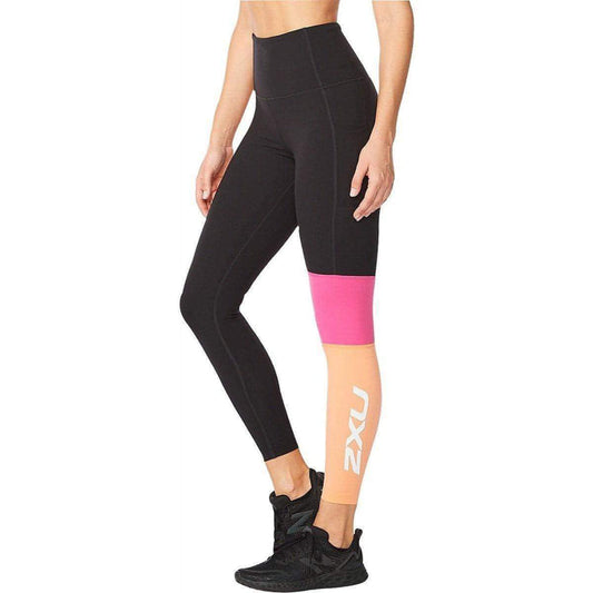 2XU Form Block Hi-Rise Womens Long Compression Tights - Black - Start Fitness