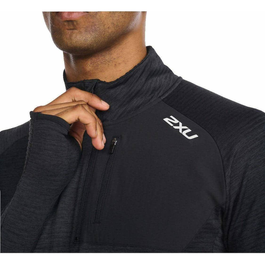 2XU Ignition Half Zip Long Sleeve Mens Running Top - Black - Start Fitness