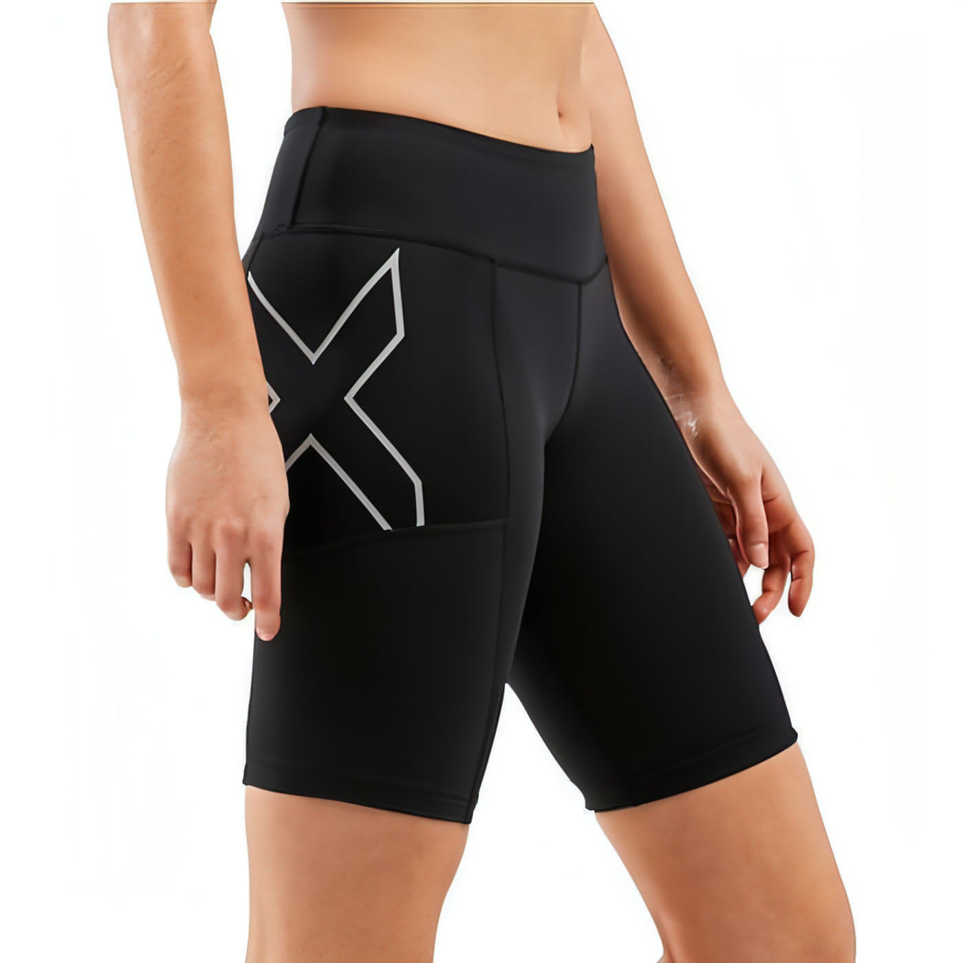 2XU Run Mid Rise Dash Womens Short Compression Tights - Black - Start Fitness