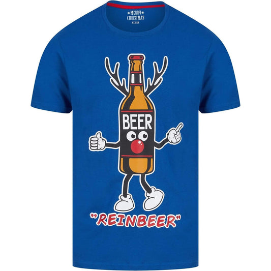 Christmas Beer Bottle Short Sleeve  Blue