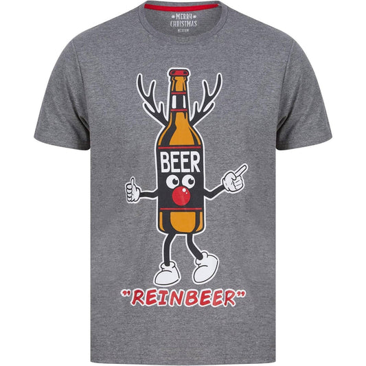 Christmas Beer Bottle Short Sleeve  Grey