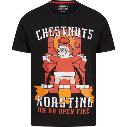 Christmas Chestnuts Roasting Short Sleeve  Black