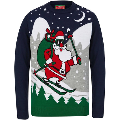 Christmas Skiing Santa Motif Jumper  Eclipse