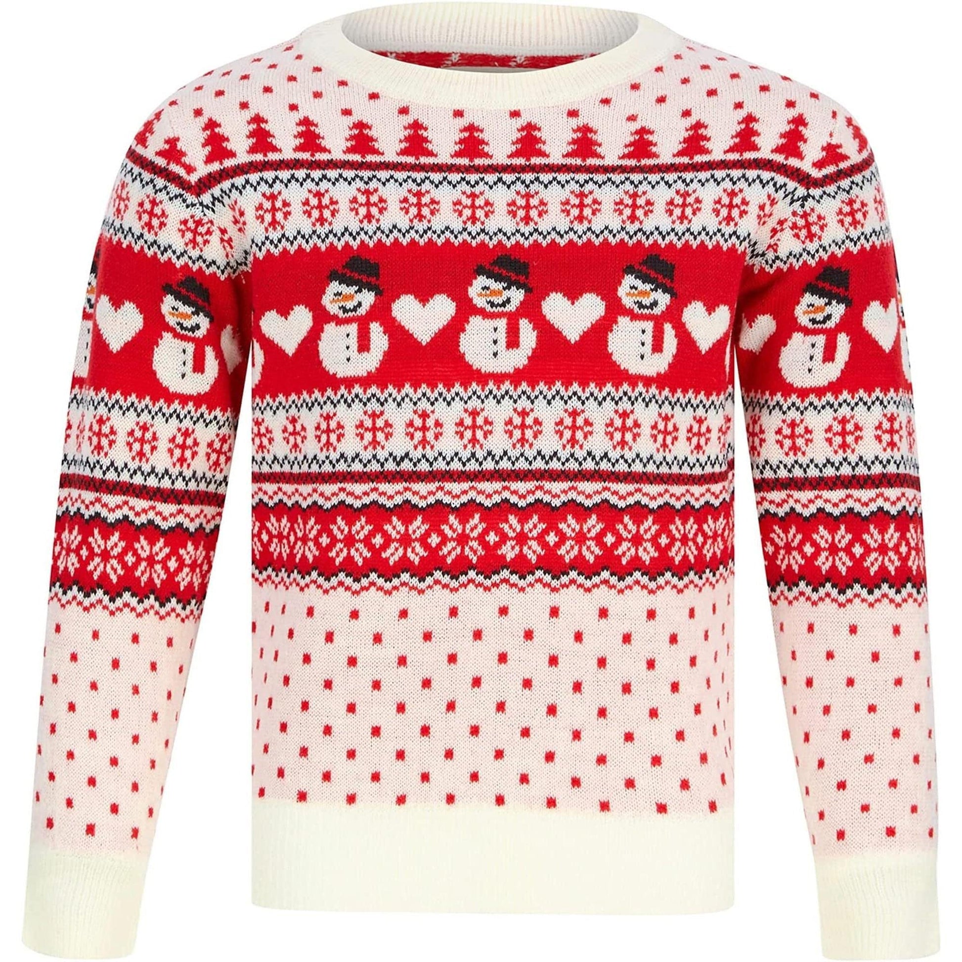 Christmas Snowman Nordic Fairisle Junior Christmas Jumper Red