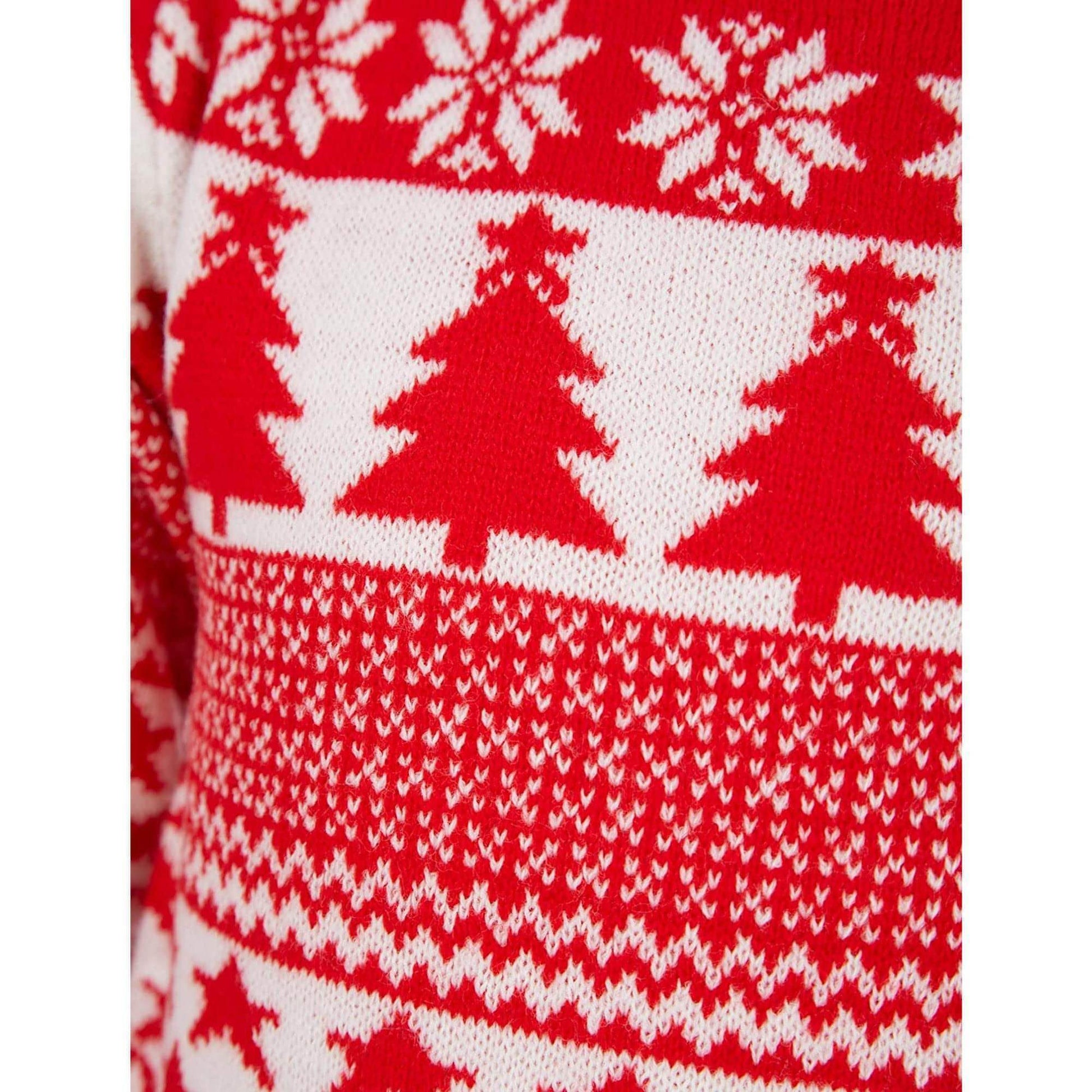 Christmas Star Tree Nordic Fairisle Jumper  Red Details
