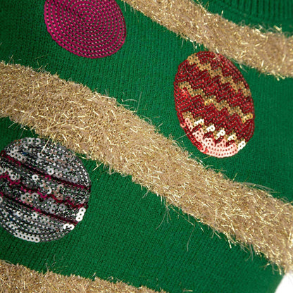Christmas Tinsel Bauble Tree Jumper  Details