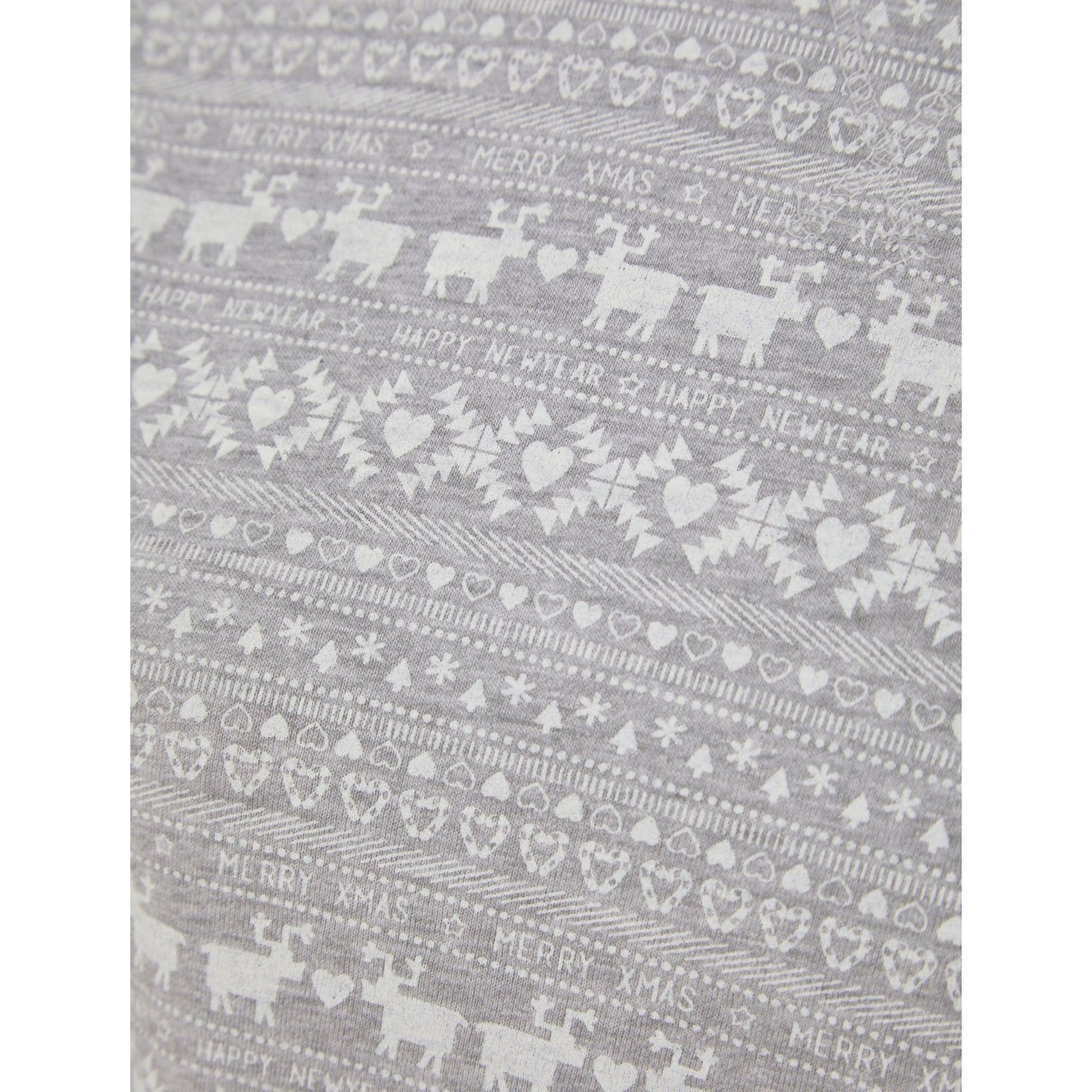 Christmas Vega Repeat Reindeer Fairisle Piece Pyjama Set  Grey Details