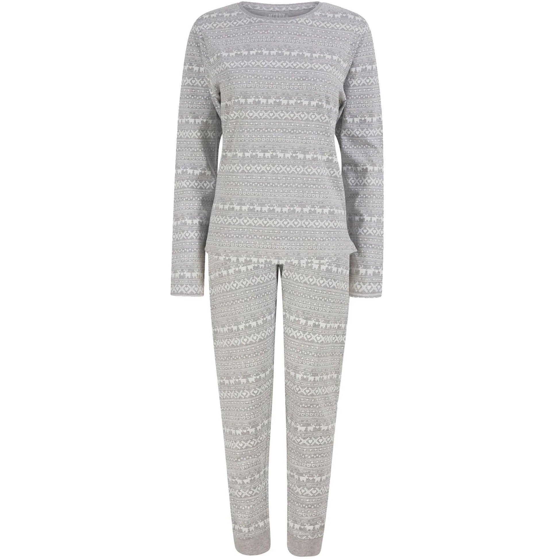 Christmas Vega Repeat Reindeer Fairisle Piece Pyjama Set  Grey