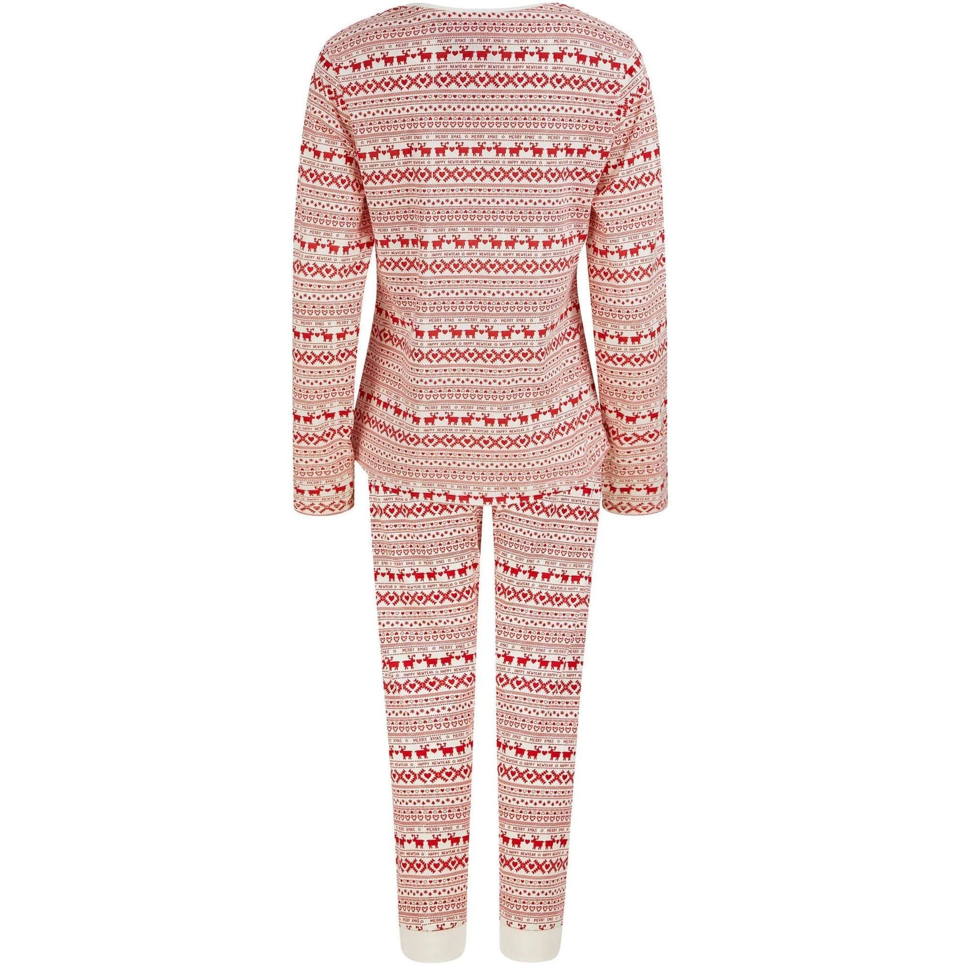 Christmas Vega Repeat Reindeer Fairisle Piece Pyjama Set  White Back View