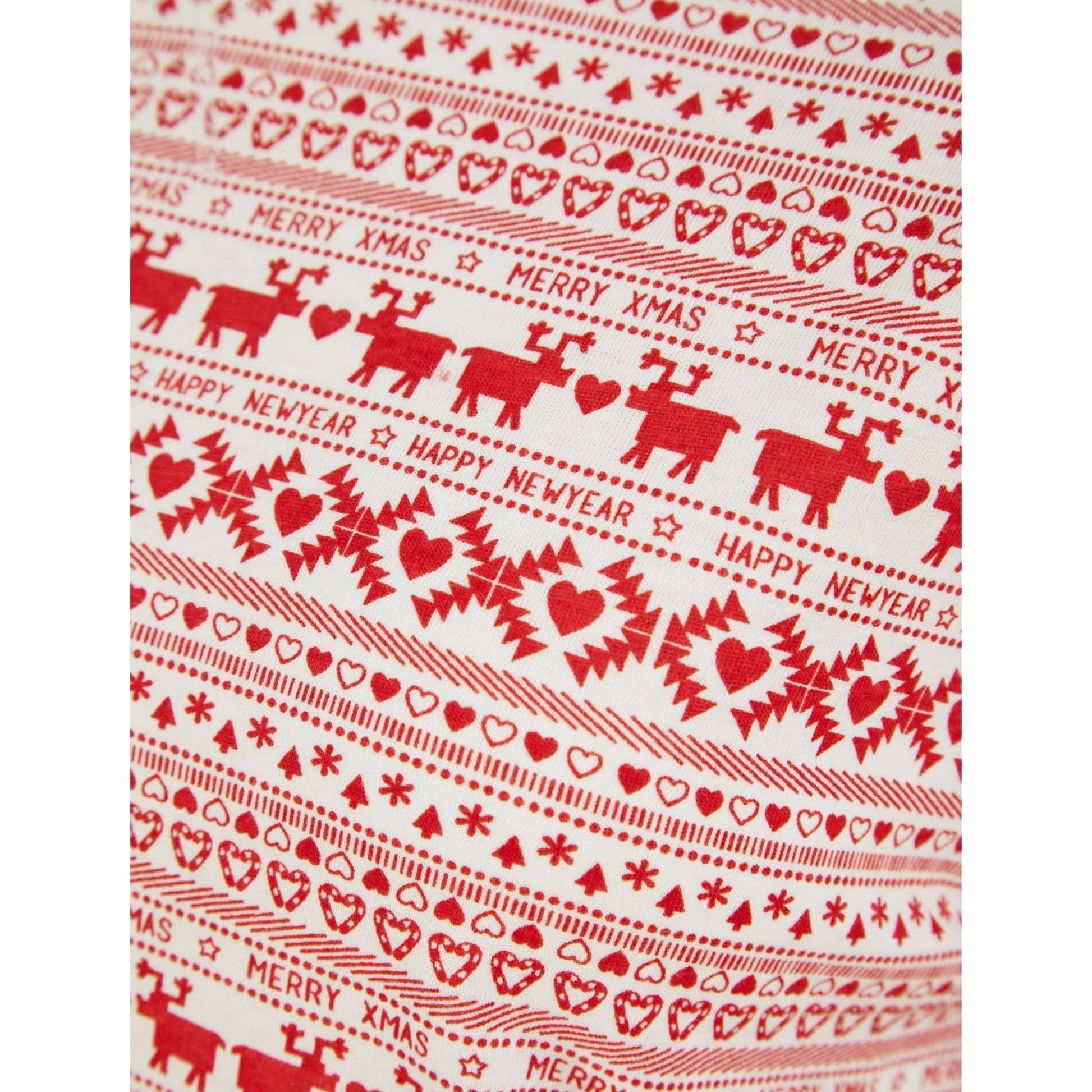 Christmas Vega Repeat Reindeer Fairisle Piece Pyjama Set  White Details
