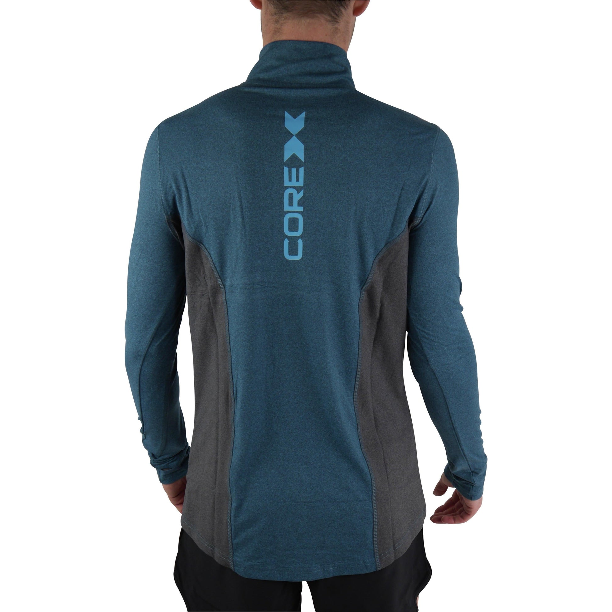 Corex Fitness Half Zip Long Sleeve Cx0001 Blugry Back View