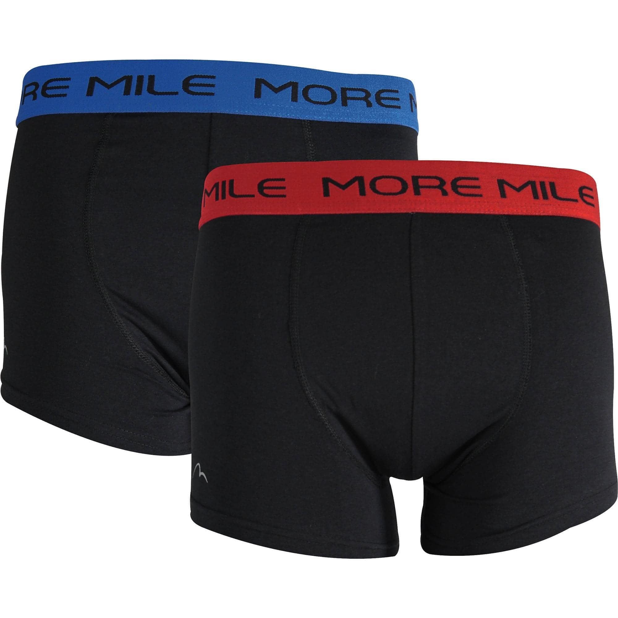 More Mile Classic (2 Pack) Mens Boxer Shorts Black Start Fitness