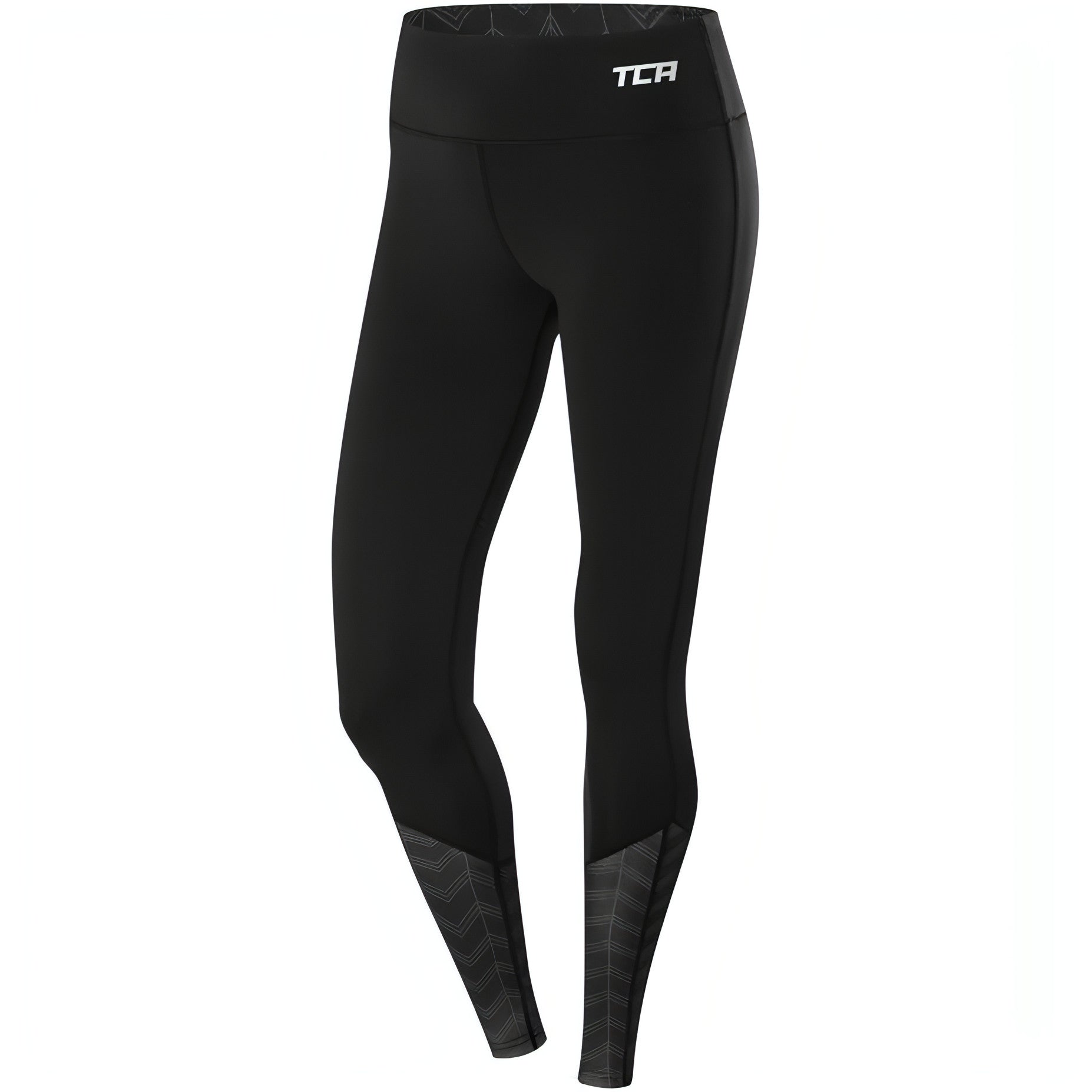 TCA Impulse Printed Womens Long Running Tights Black Start Fitness