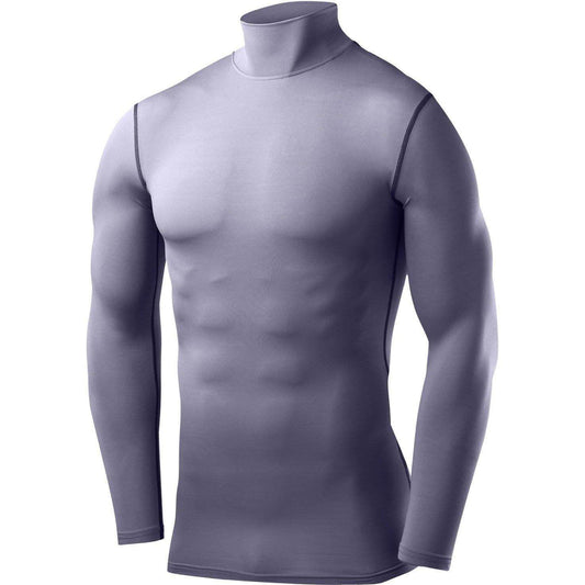 Tca Powerlayer Long Sleeve Mock Compression Top S Plls Grey Mens Mock S Plls