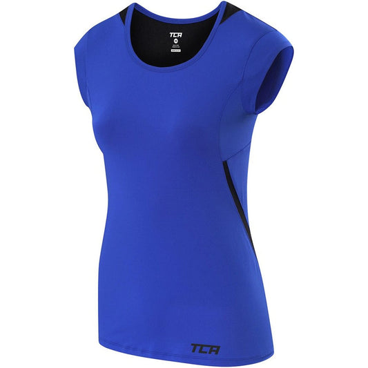 TCA Tech Lightweight Cap Short Sleeve Womens Running Top - Blue