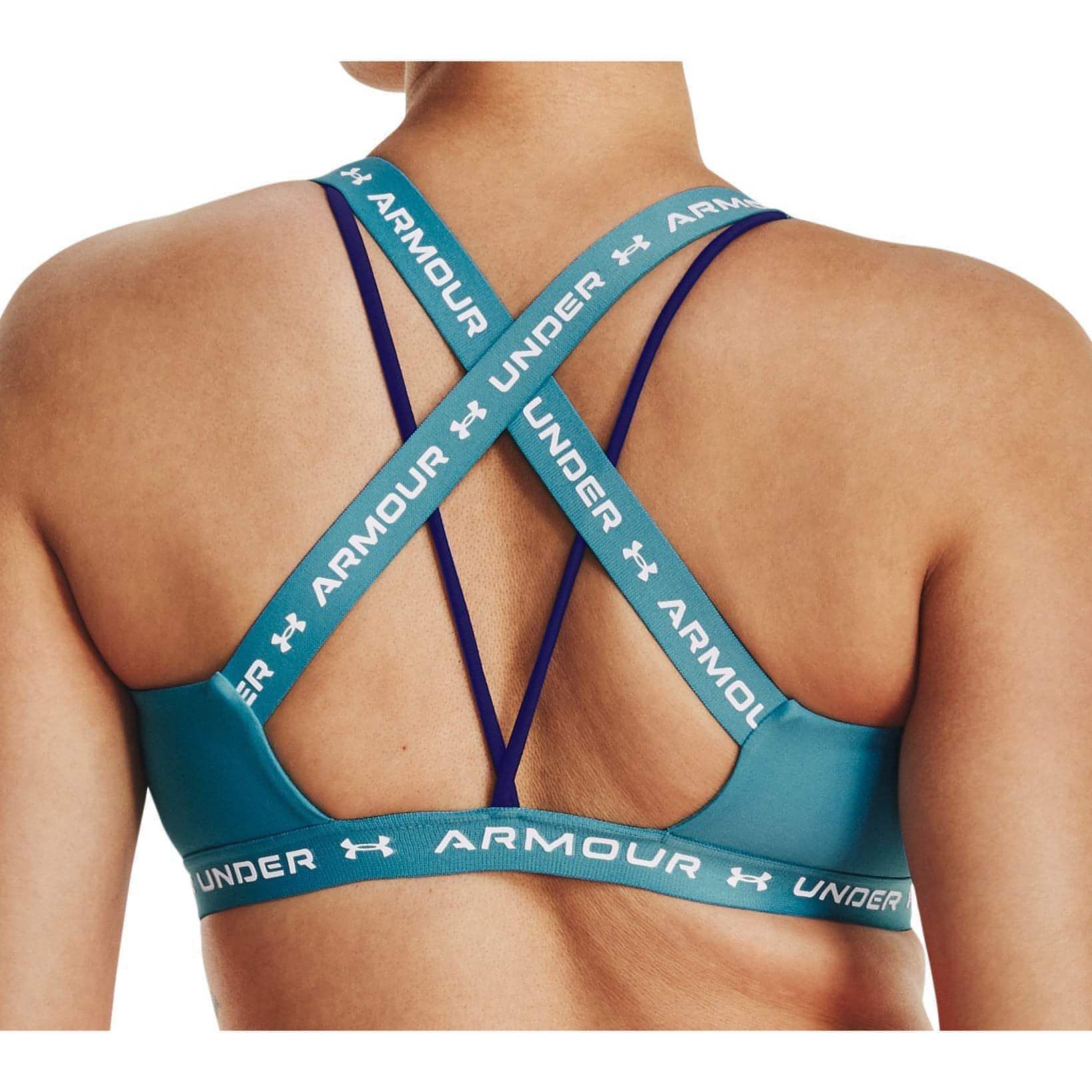 Buy Under Armour womens wordmark strappy sportlette bra turquoise Online