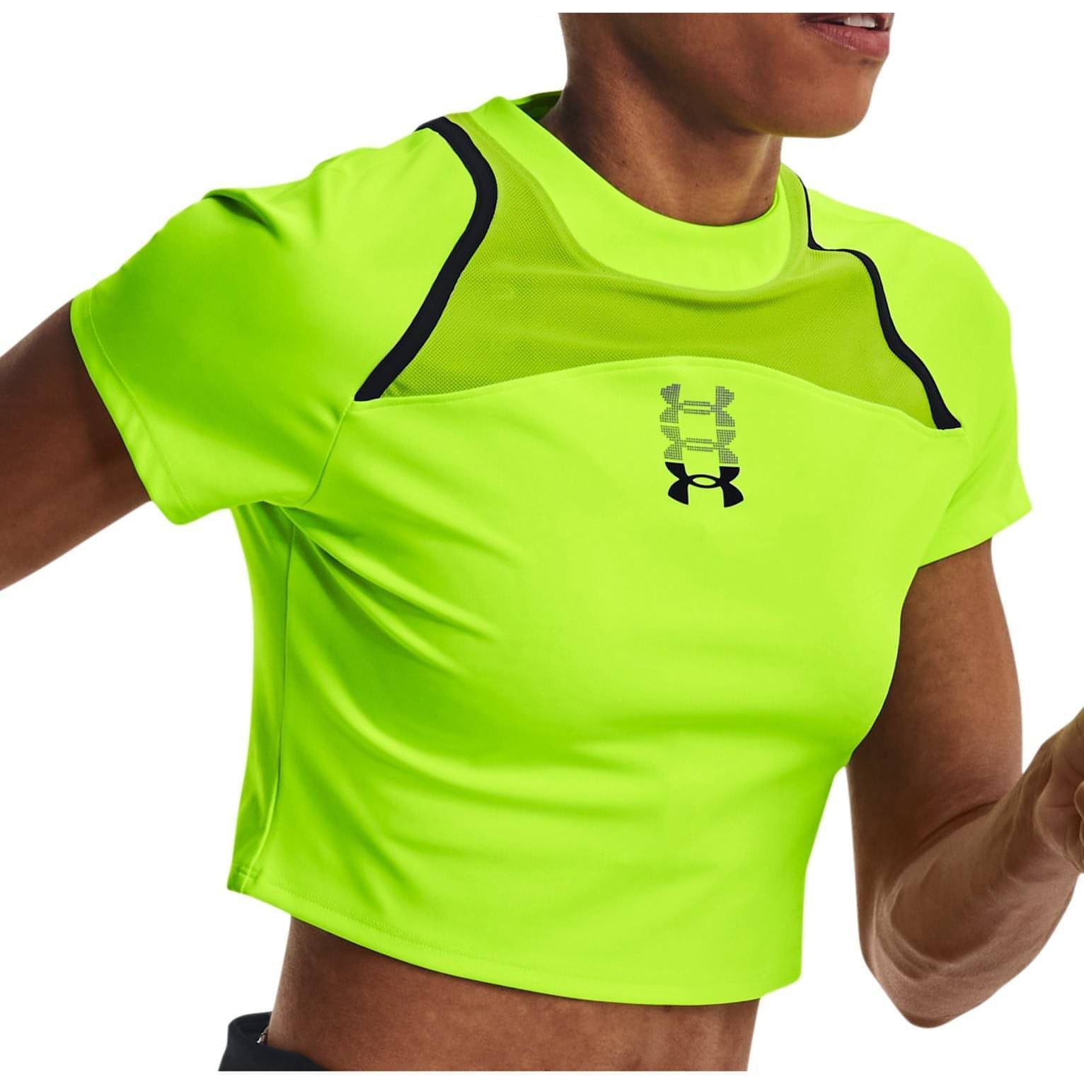 Under Armour Run Anywhere Cropped Short Sleeve Womens Running Top Gr Start Fitness