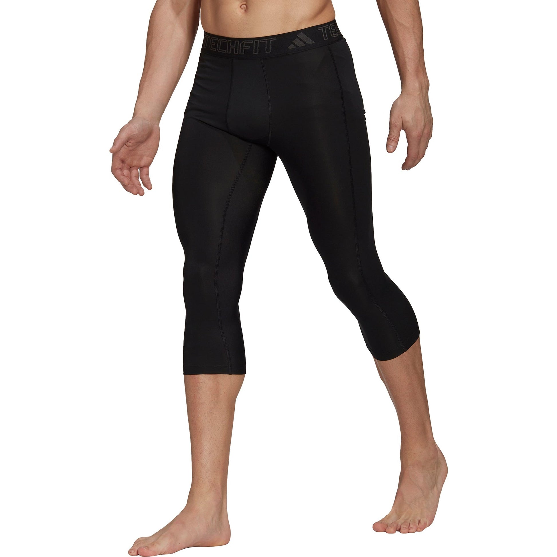  1 Pack Mens 3/4 Compression Pants, Dry Fit Men Running  Leggings 3/4 Tights Workout Gym Capri Pant Football Basketball