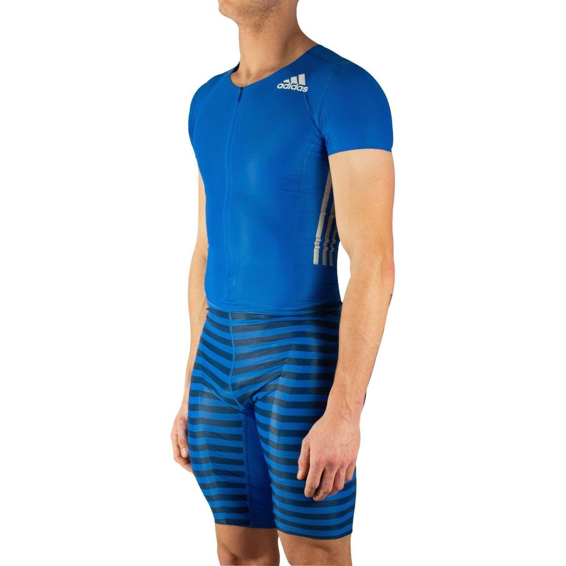 adidas Adizero Short Sleeve Mens Sprint Suit - Blue - Start Fitness