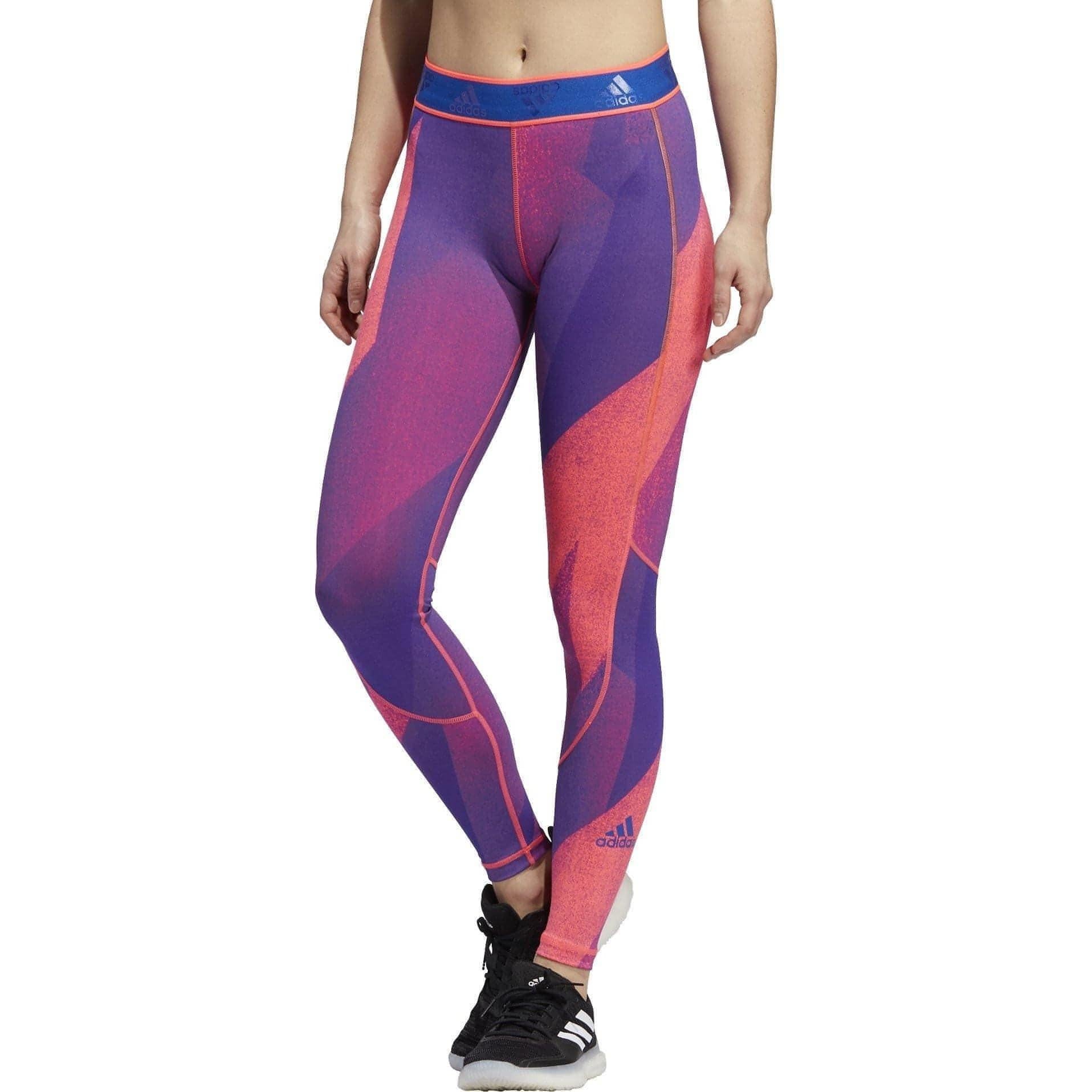 adidas AlphaSkin Graphic Womens Long Training Tights - Pink - Start Fitness