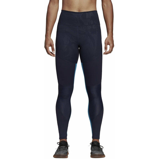 adidas Believe This High Rise Floral Womens Long Training Tights - Blue - Start Fitness