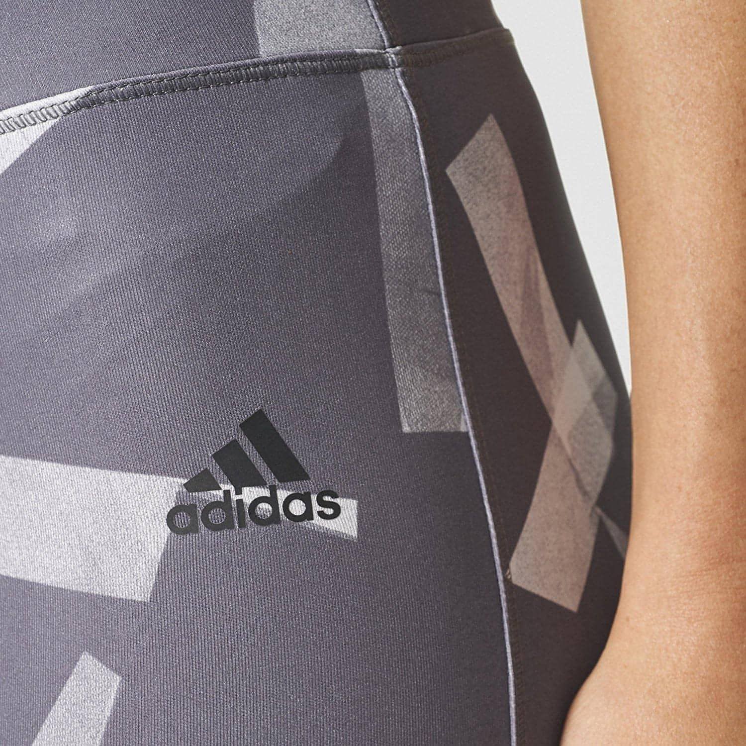adidas D2M Print Womens Long Running Tights - Grey - Start Fitness