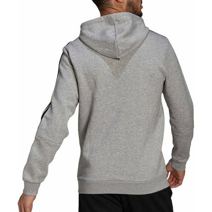 adidas Essential Fleece Cut 3 Stripes Mens Hoody - Grey - Start Fitness
