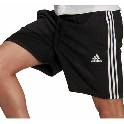 adidas Essentials French terry 3 Stripe Mens Shorts - Black - Start Fitness
