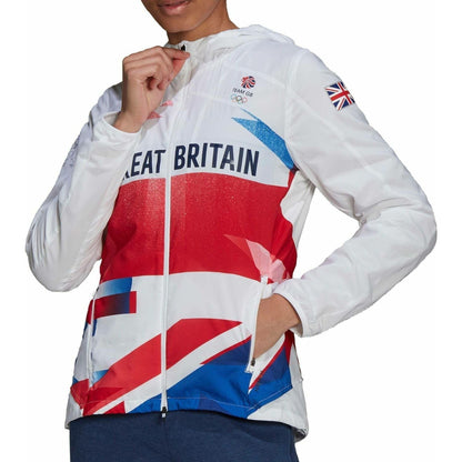adidas Great Britain Podium Womens Running Jacket - White - Start Fitness